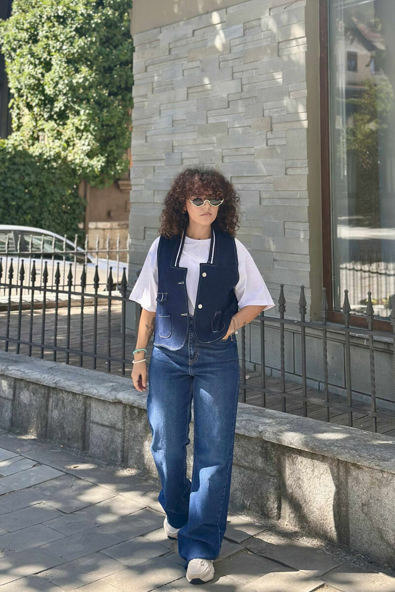 ONE COLOR DENIM WOMEN VEST BLUE/BLU - 8