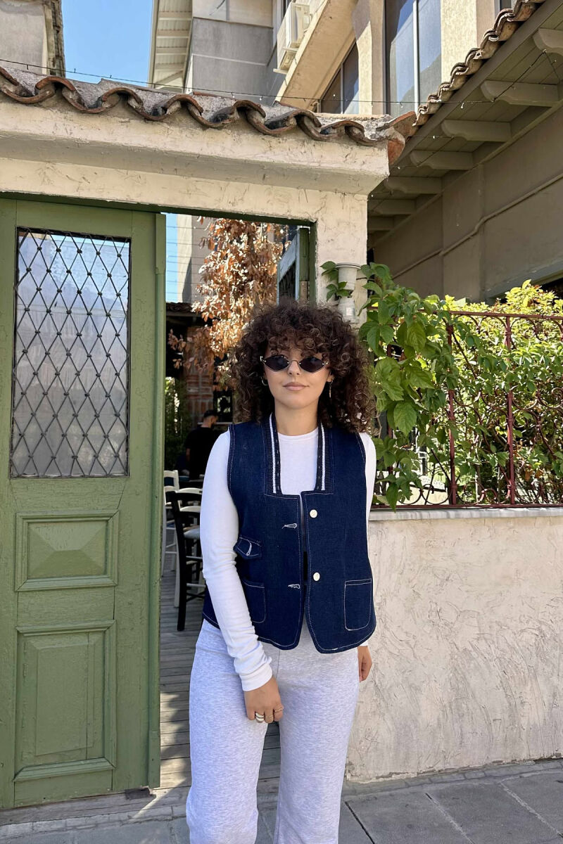 ONE COLOR DENIM WOMEN VEST BLUE/BLU - 9