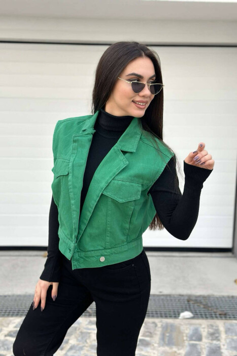 ONE COLOR DENIM WOMEN VEST GREEN/JESHILE - 2