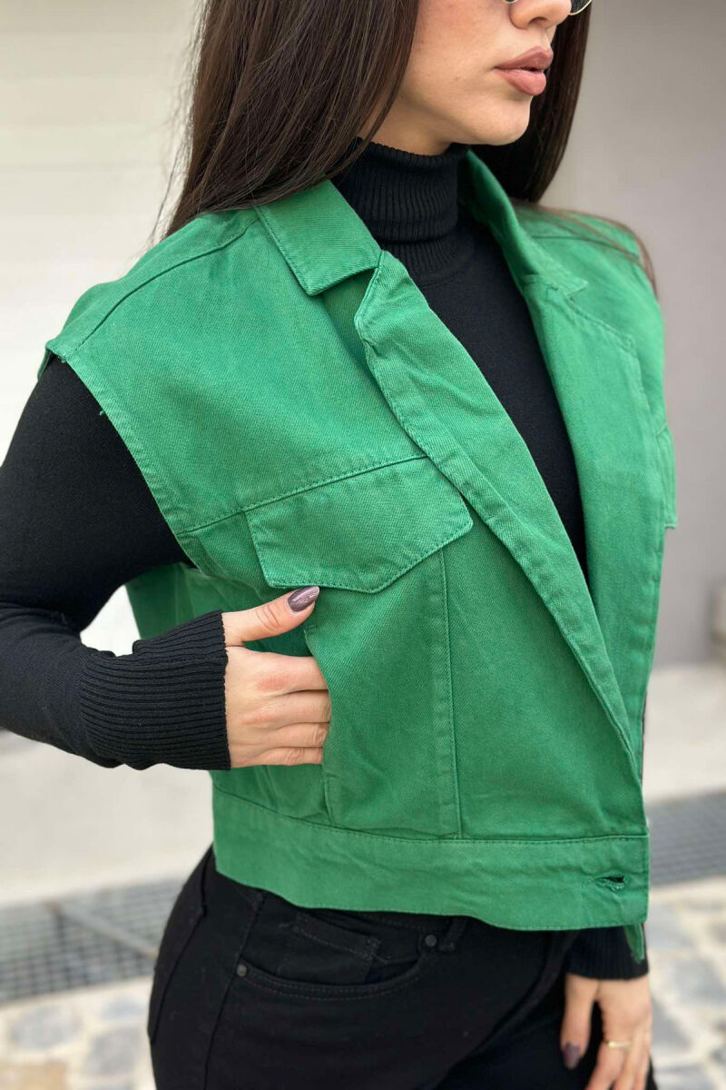 ONE COLOR DENIM WOMEN VEST GREEN/JESHILE - 3