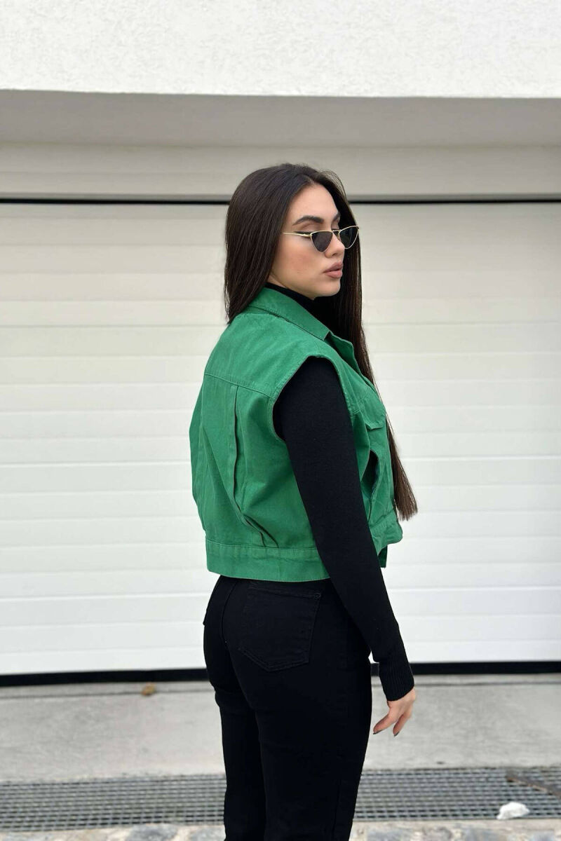 ONE COLOR DENIM WOMEN VEST GREEN/JESHILE - 4
