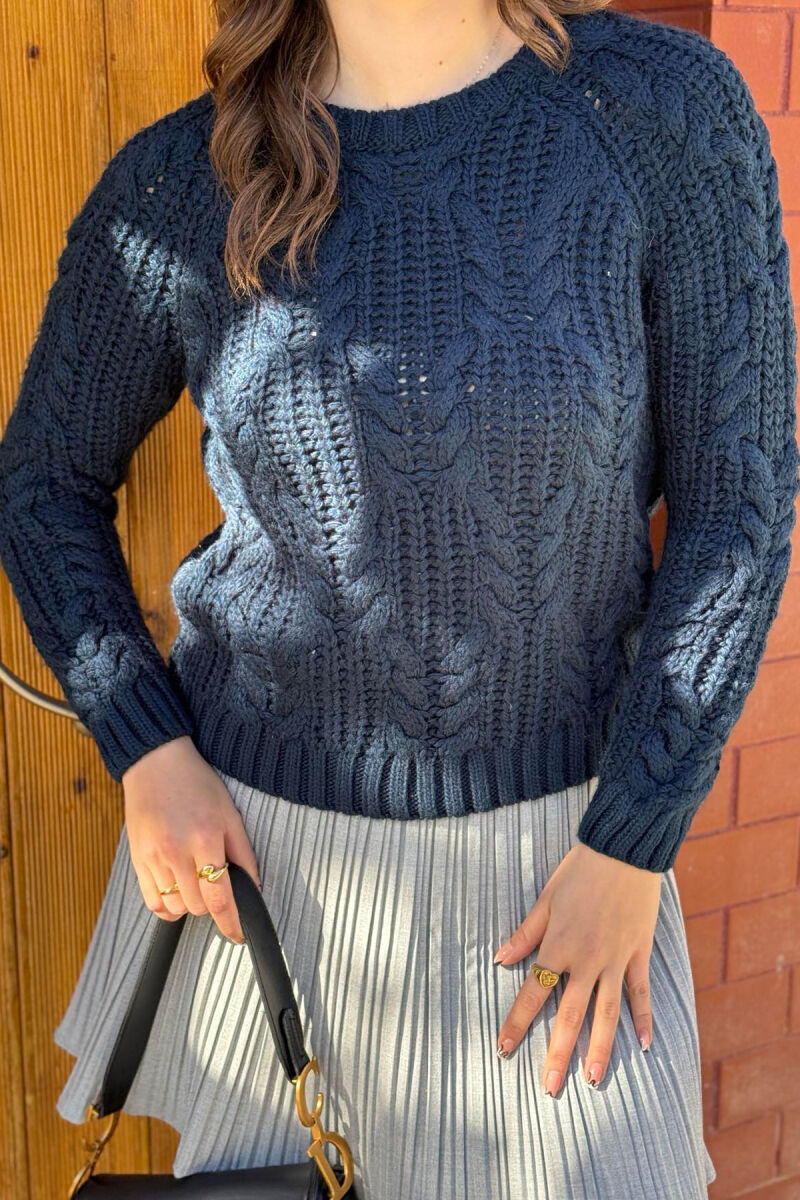 ONE COLOR DESIGN WOMAN SWEATER BLUE/BLU - 1