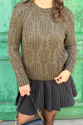 ONE COLOR DESIGN WOMAN SWEATER GREEN/JESHILE 