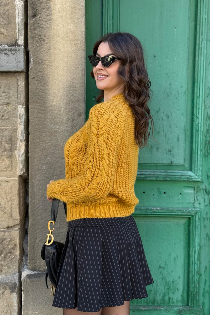 ONE COLOR DESIGN WOMAN SWEATER MUSTARD/MUSTARDE - 4