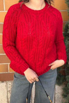 ONE COLOR DESIGN WOMAN SWEATER RED/E KUQE 