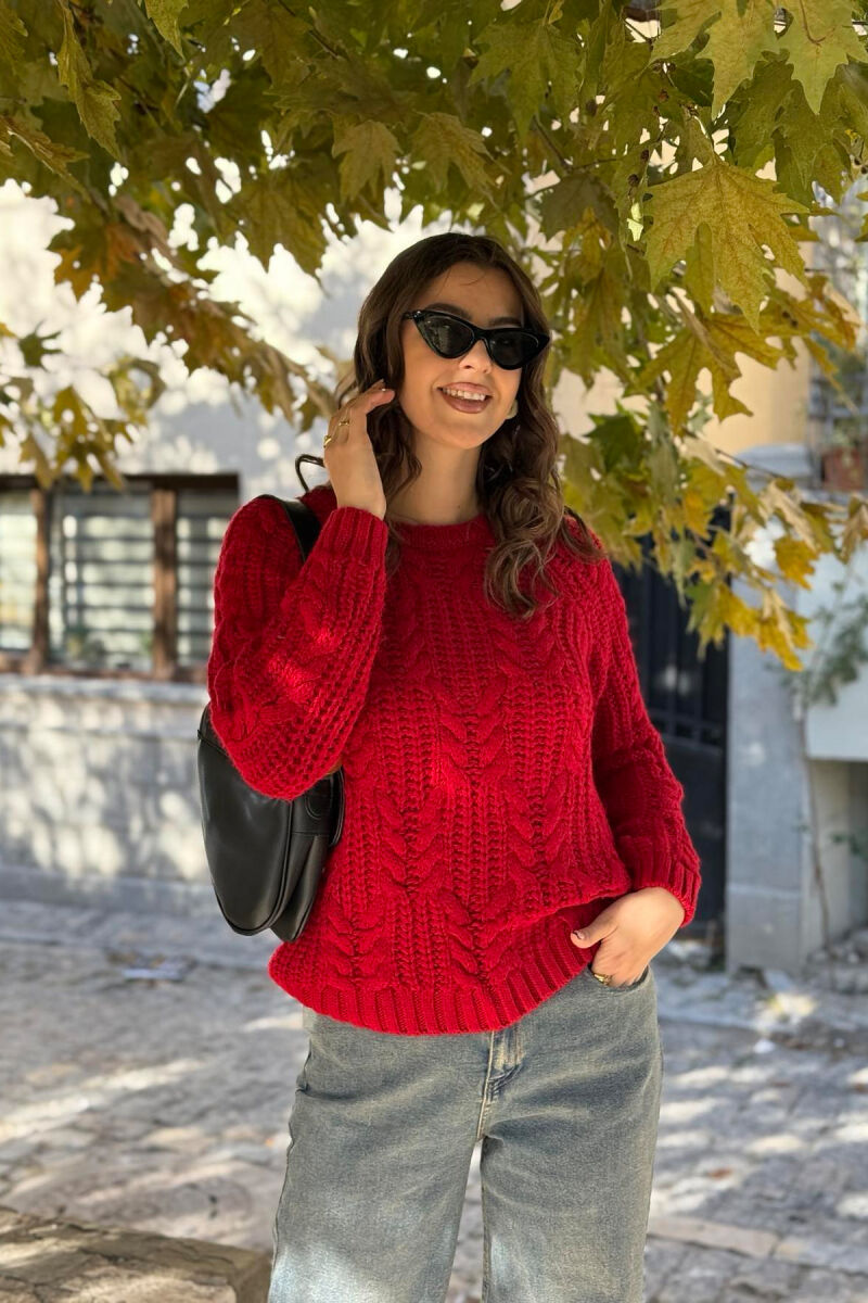 ONE COLOR DESIGN WOMAN SWEATER RED/E KUQE - 2