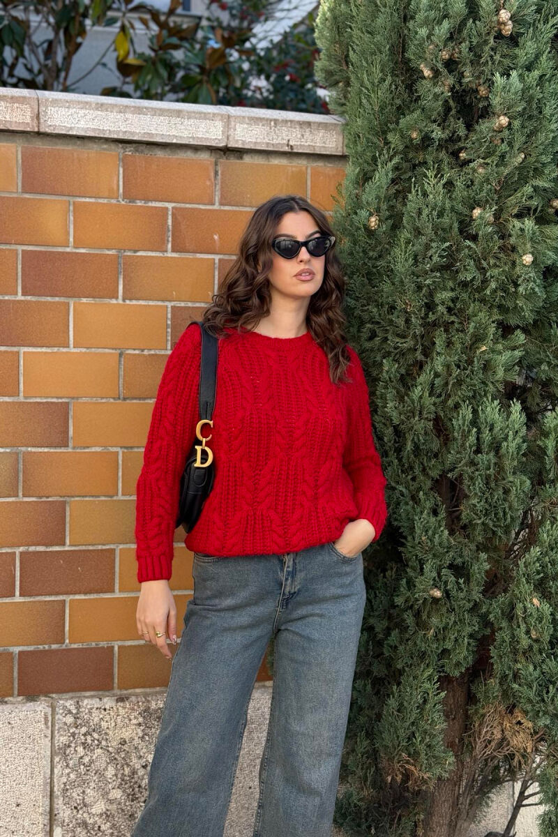 ONE COLOR DESIGN WOMAN SWEATER RED/E KUQE - 3