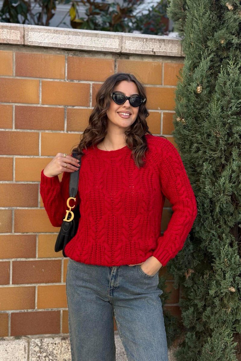 ONE COLOR DESIGN WOMAN SWEATER RED/E KUQE - 4