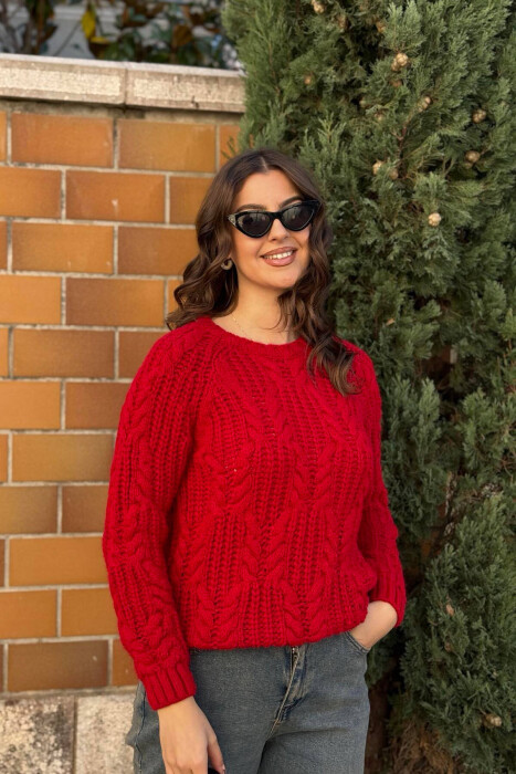 ONE COLOR DESIGN WOMAN SWEATER RED/E KUQE - 5