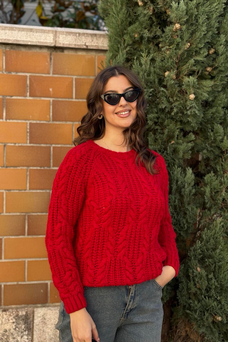 ONE COLOR DESIGN WOMAN SWEATER RED/E KUQE - 5