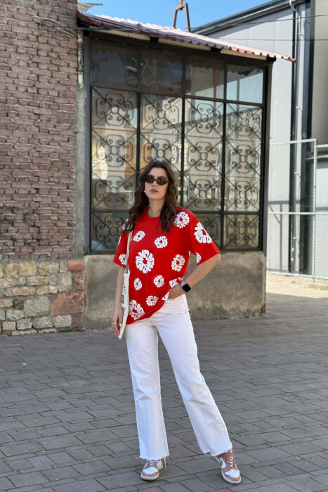 ONE COLOR DESIGNED WOMEN T-SHIRT + 6 PAIR SOCKS ORANGE/PORTOKALLI - 4
