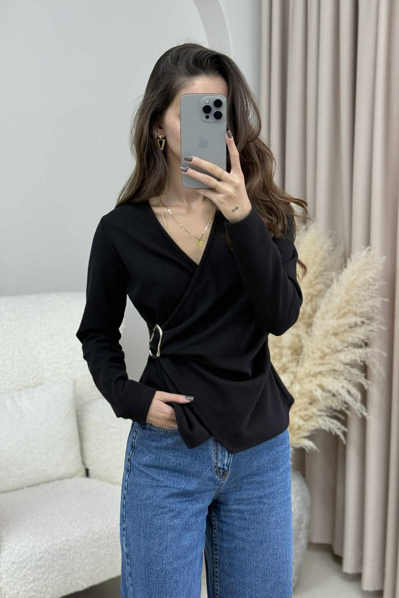 ONE COLOR DETAILED WOMEN SWEATSHIRT BLACK/ E ZEZE - 1