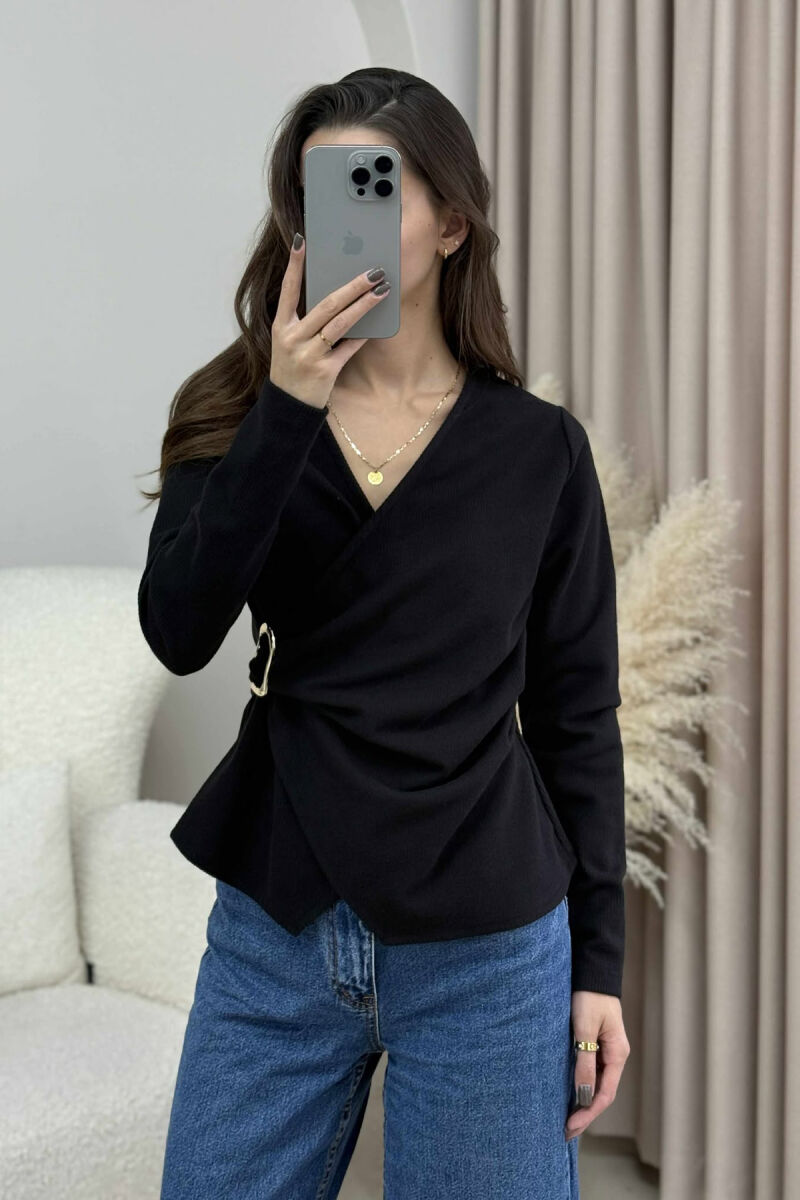 ONE COLOR DETAILED WOMEN SWEATSHIRT BLACK/ E ZEZE - 4