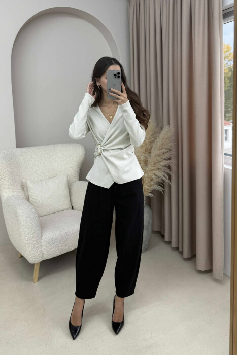 ONE COLOR DETAILED WOMEN SWEATSHIRT LIGHT GREY/GZ 