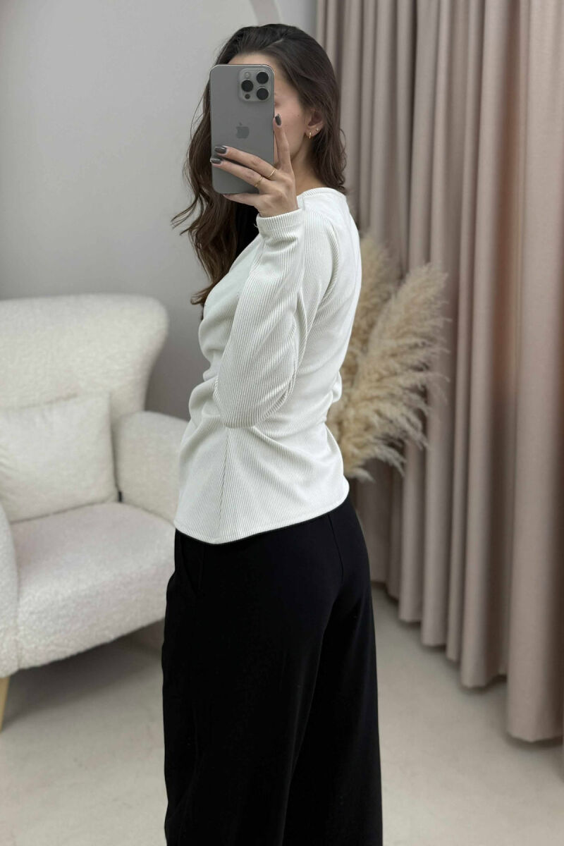 ONE COLOR DETAILED WOMEN SWEATSHIRT LIGHT GREY/GZ - 3