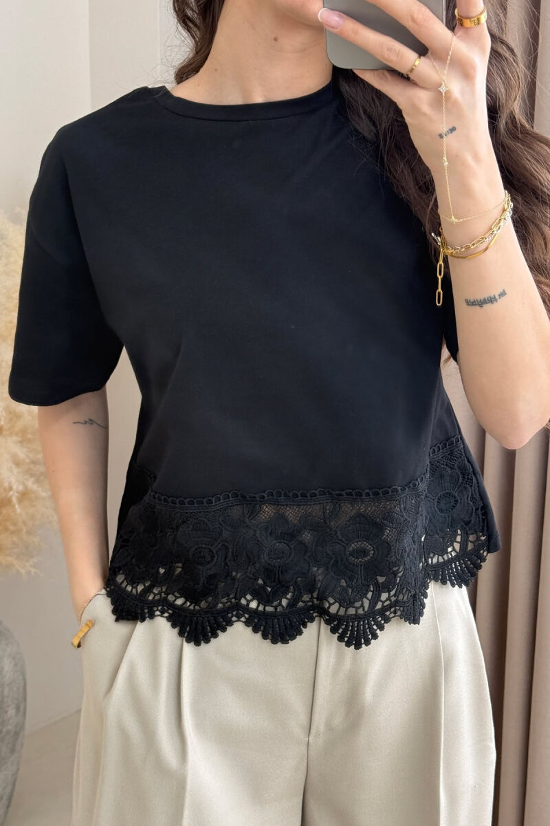 ONE COLOR DETAILS WOMEN T-SHIRT BLACK/ E ZEZE - 2