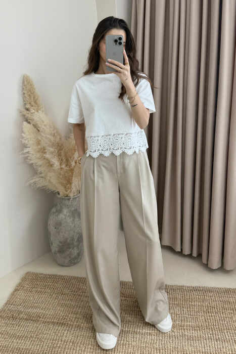 ONE COLOR DETAILS WOMEN T-SHIRT WHITE-E BARDHE 