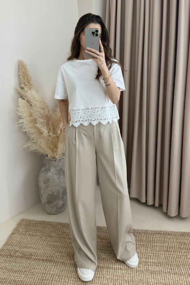 ONE COLOR DETAILS WOMEN T-SHIRT WHITE-E BARDHE - 1