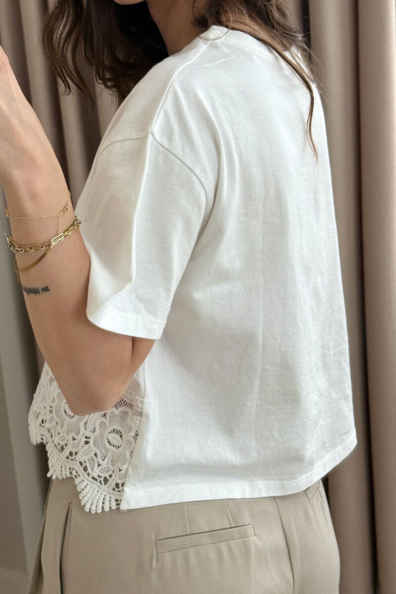 ONE COLOR DETAILS WOMEN T-SHIRT WHITE-E BARDHE - 3
