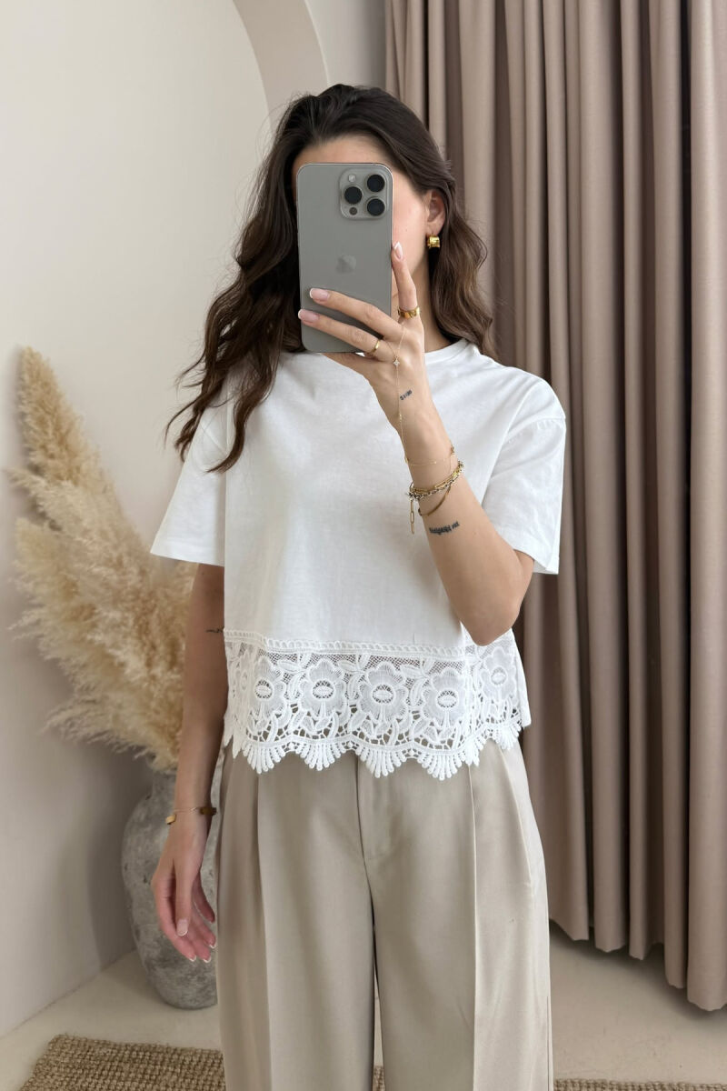 ONE COLOR DETAILS WOMEN T-SHIRT WHITE-E BARDHE - 4