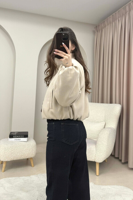 ONE COLOR ELASTIC BELT WOMAN COAT BEIGE/BEZHE - 3