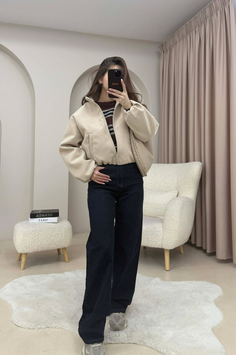 ONE COLOR ELASTIC BELT WOMAN COAT BEIGE/BEZHE - 4