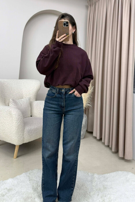 ONE COLOR ELASTIC END WOMEN SWEATSHIRT DARK BURGUNDY/VISHNJE E ERRET - 3