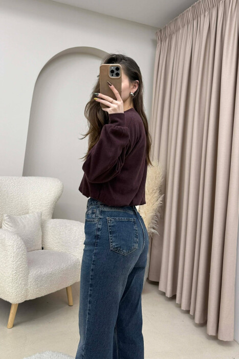 ONE COLOR ELASTIC END WOMEN SWEATSHIRT DARK BURGUNDY/VISHNJE E ERRET - 4