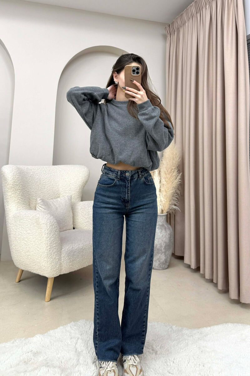 ONE COLOR ELASTIC END WOMEN SWEATSHIRT DARK GREY/GEE - 2