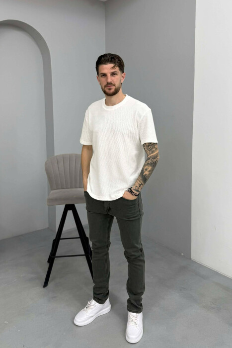 ONE COLOR ELASTIC MEN JEANS GREY/GRI - KLAUDIO FASHION