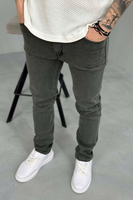 ONE COLOR ELASTIC MEN JEANS GREY/GRI - 4