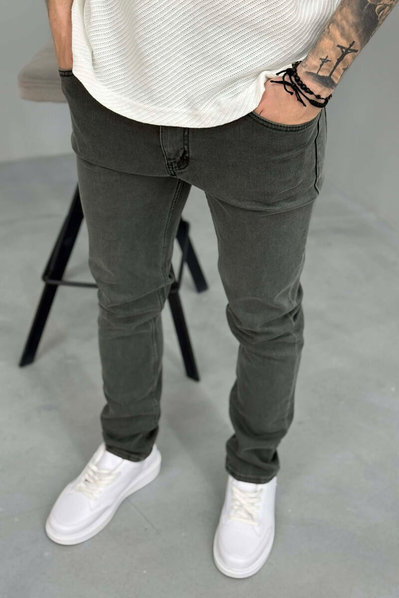 ONE COLOR ELASTIC MEN JEANS GREY/GRI - 4