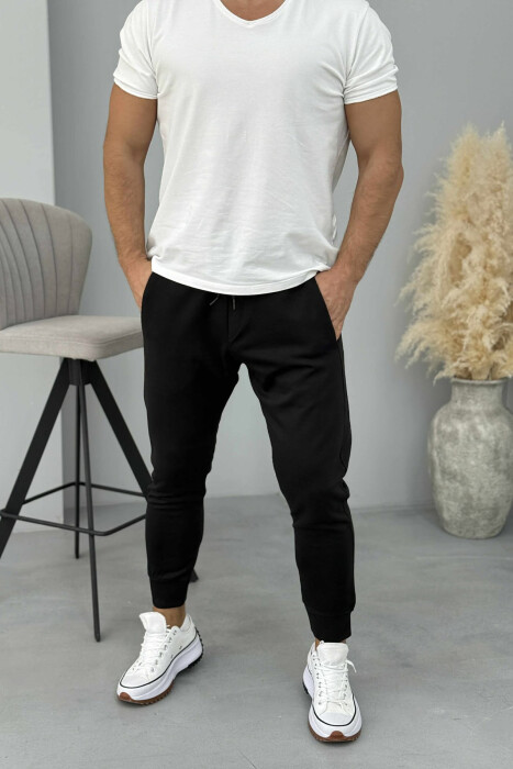 ONE COLOR ELASTIC MEN SWEATPANTS BLACK/ E ZEZE - 1