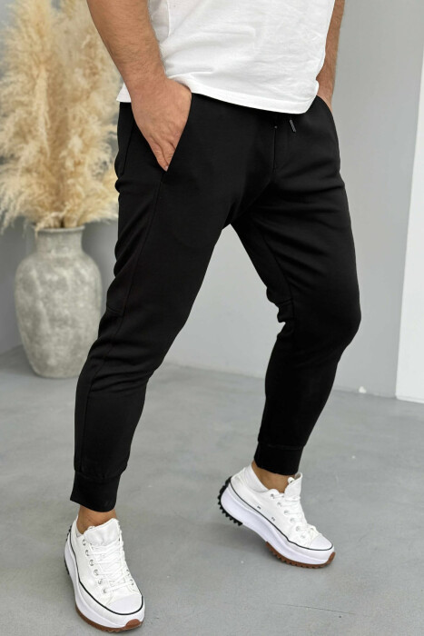 ONE COLOR ELASTIC MEN SWEATPANTS BLACK/ E ZEZE - 2