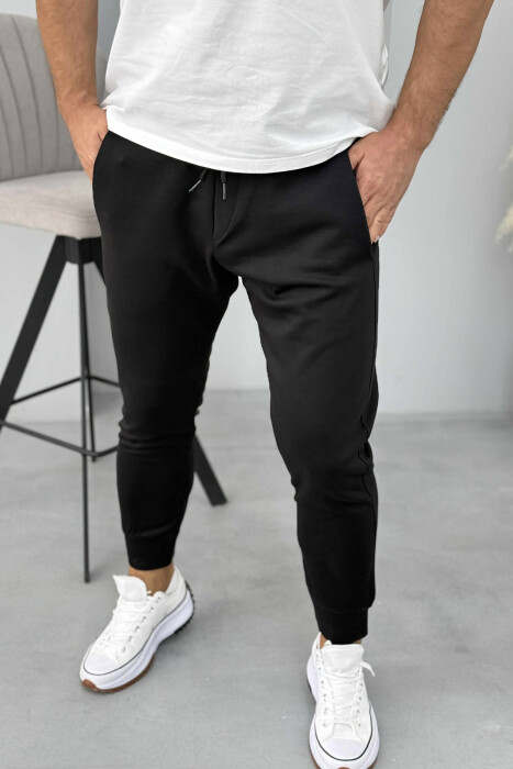 ONE COLOR ELASTIC MEN SWEATPANTS BLACK/ E ZEZE - 4