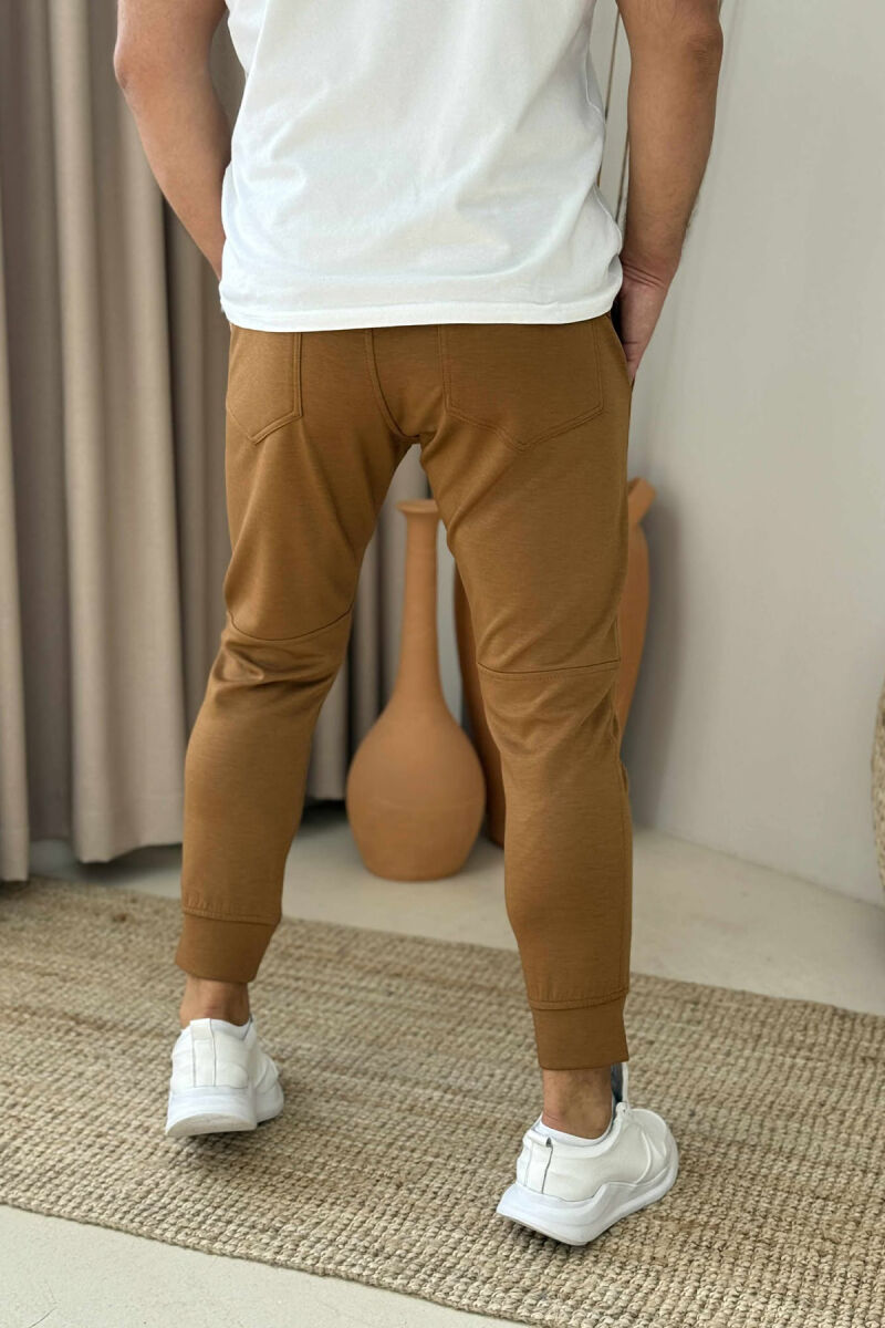 ONE COLOR ELASTIC MEN SWEATPANTS BROWN/KAFE - 2