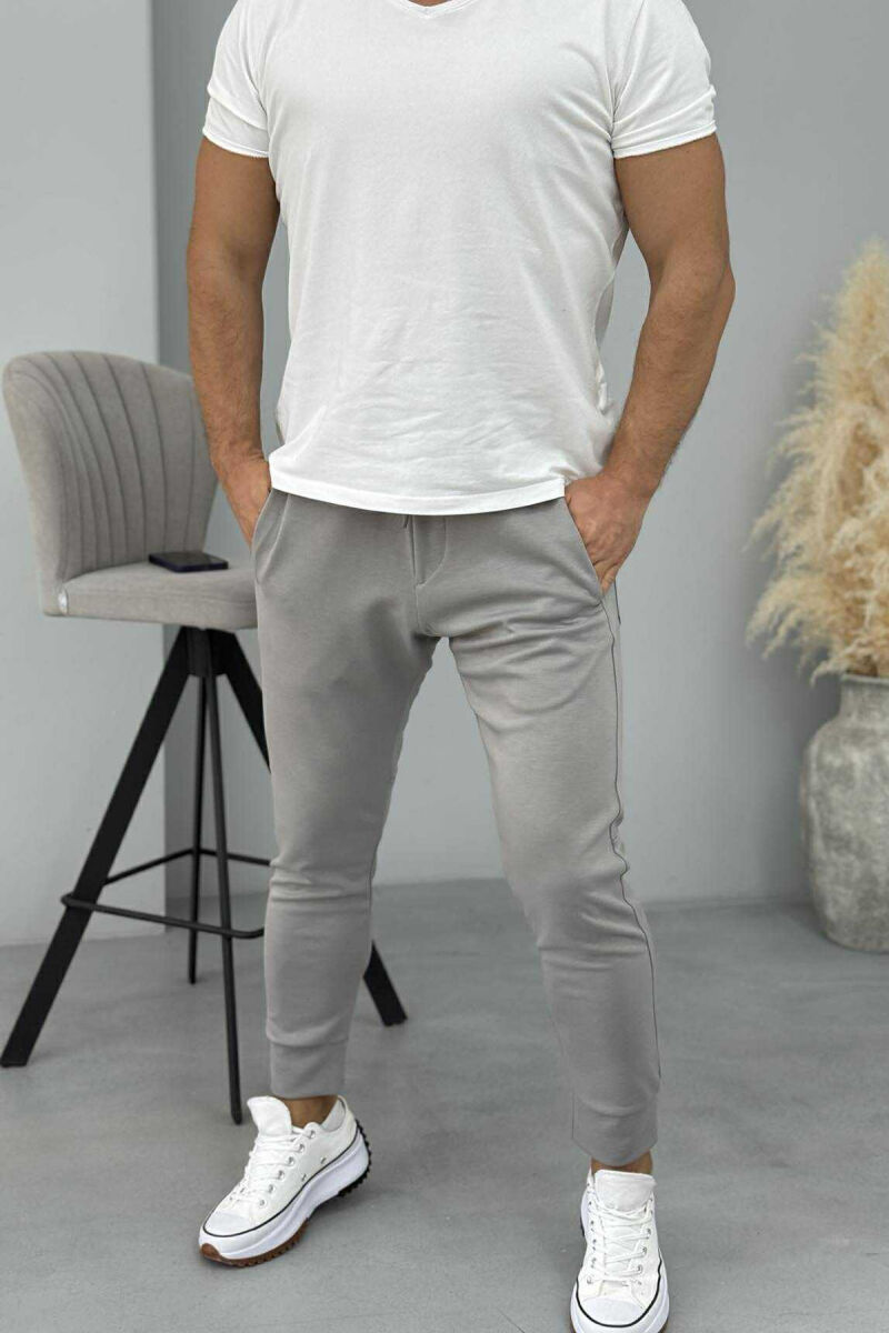 ONE COLOR ELASTIC MEN SWEATPANTS GREY/GRI - 1