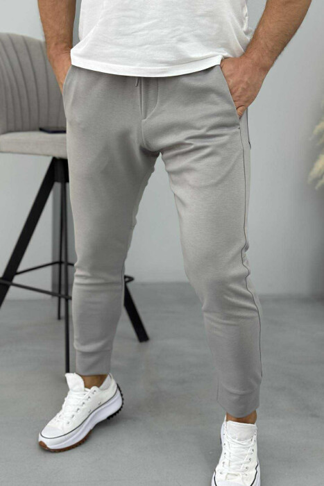 ONE COLOR ELASTIC MEN SWEATPANTS GREY/GRI - 2