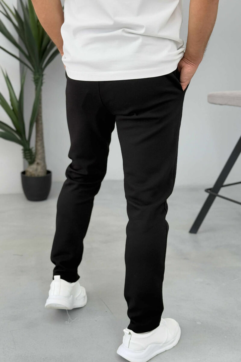 ONE COLOR ELASTIC SIMPLE MEN SWEATPANTS BLACK/ E ZEZE - 3