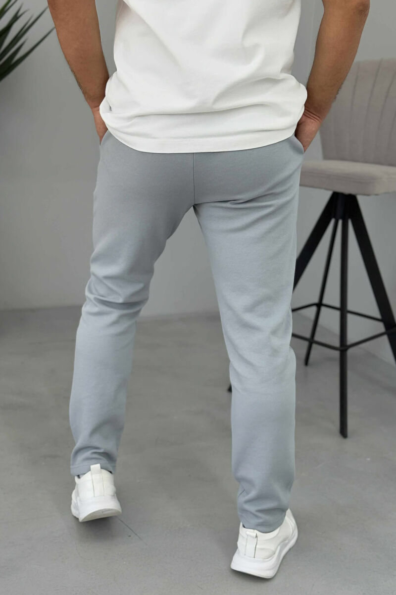 ONE COLOR ELASTIC SIMPLE MEN SWEATPANTS LIGHT GREY/GZ - 2