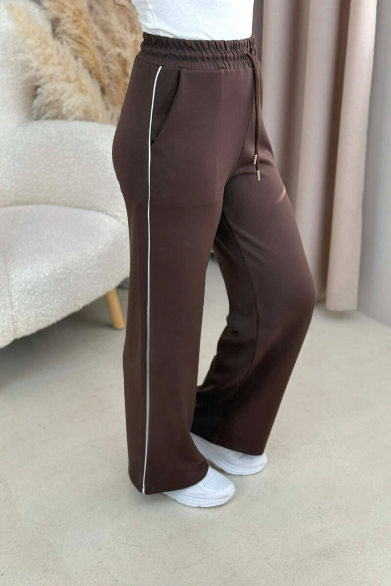 ONE COLOR ELASTIC SIMPLE WOMEN SWEATPANTS BROWN/KAFE - 3