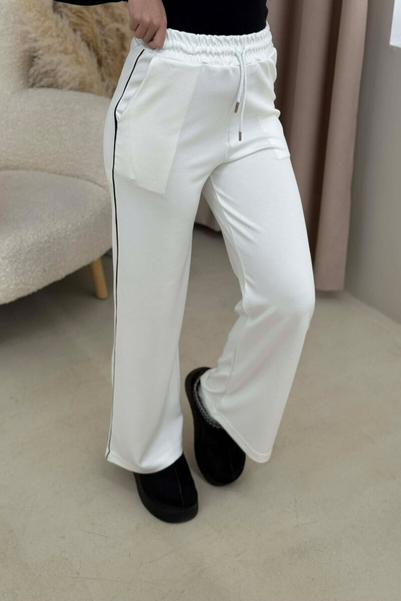 ONE COLOR ELASTIC SIMPLE WOMEN SWEATPANTS WHITE-E BARDHE - 3