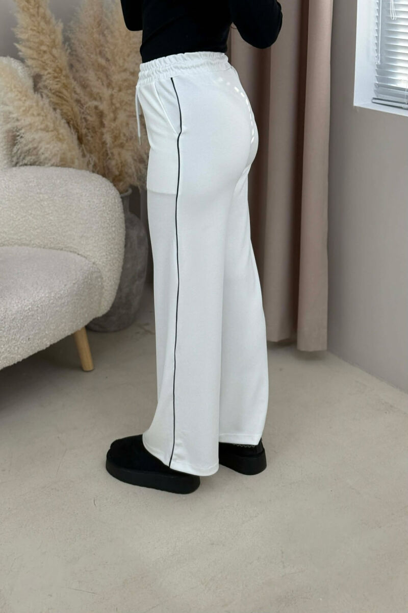 ONE COLOR ELASTIC SIMPLE WOMEN SWEATPANTS WHITE-E BARDHE - 4