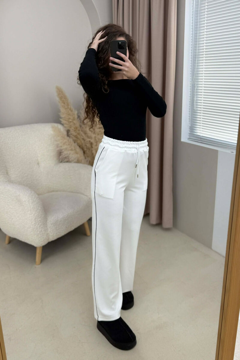 ONE COLOR ELASTIC SIMPLE WOMEN SWEATPANTS WHITE-E BARDHE - 5
