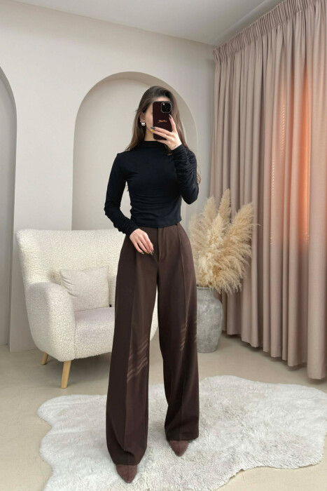 ONE COLOR ELASTIC SIMPLE WOMEN SWEATSHIRT BLACK/ E ZEZE - KLAUDIO FASHION