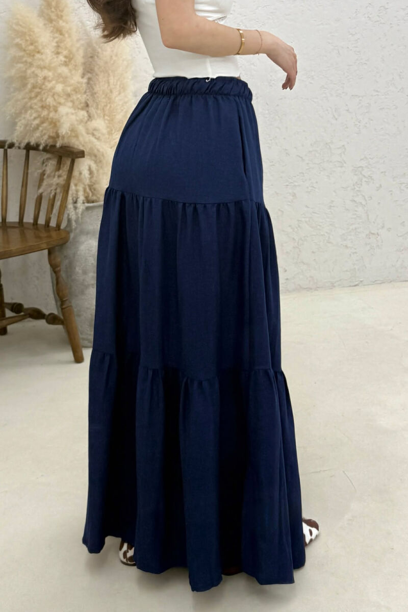 ONE COLOR ELASTIC WAIST LONG WOMAN SKIRT BLUE/BLU - 4