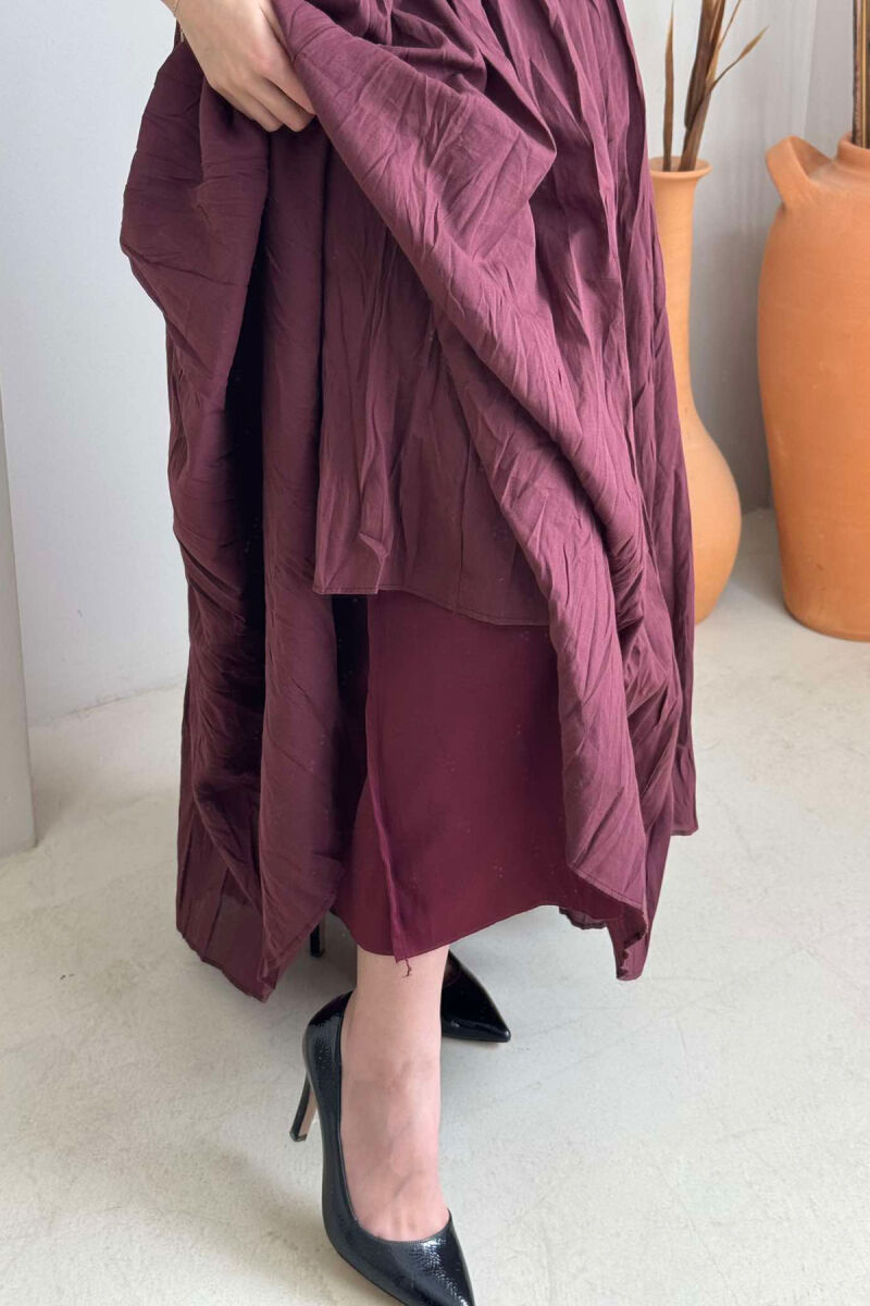 ONE COLOR ELASTIC WAIST LONG WOMEN SKIRT BURGUNDY/VISHNJE - 5