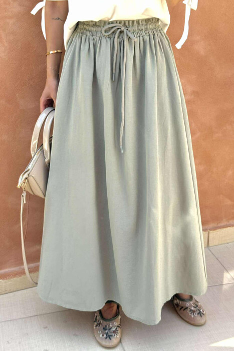 ONE COLOR ELASTIC WAIST LONG WOMEN SKIRT MINT/MENTE - 3