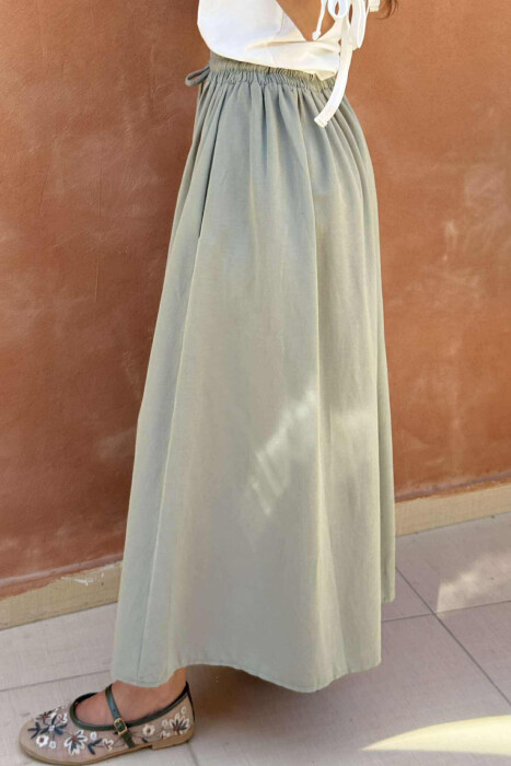 ONE COLOR ELASTIC WAIST LONG WOMEN SKIRT MINT/MENTE - 4