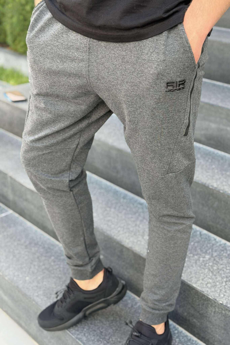 ONE COLOR ELASTIC WAIST MEN SWEATPANTS DARK GREY/GEE - 2